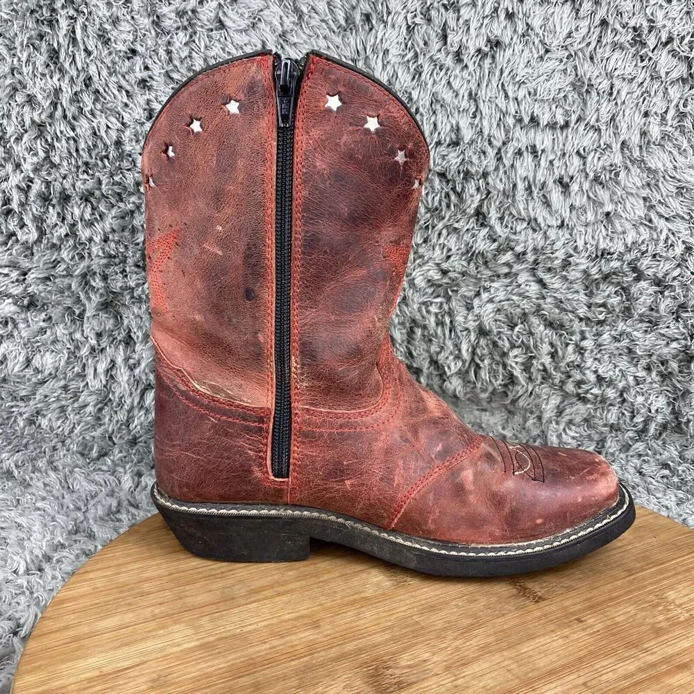 Smoky Mountain Leather Cowboy Boots Youth 2.5 D Square Toe 3477C